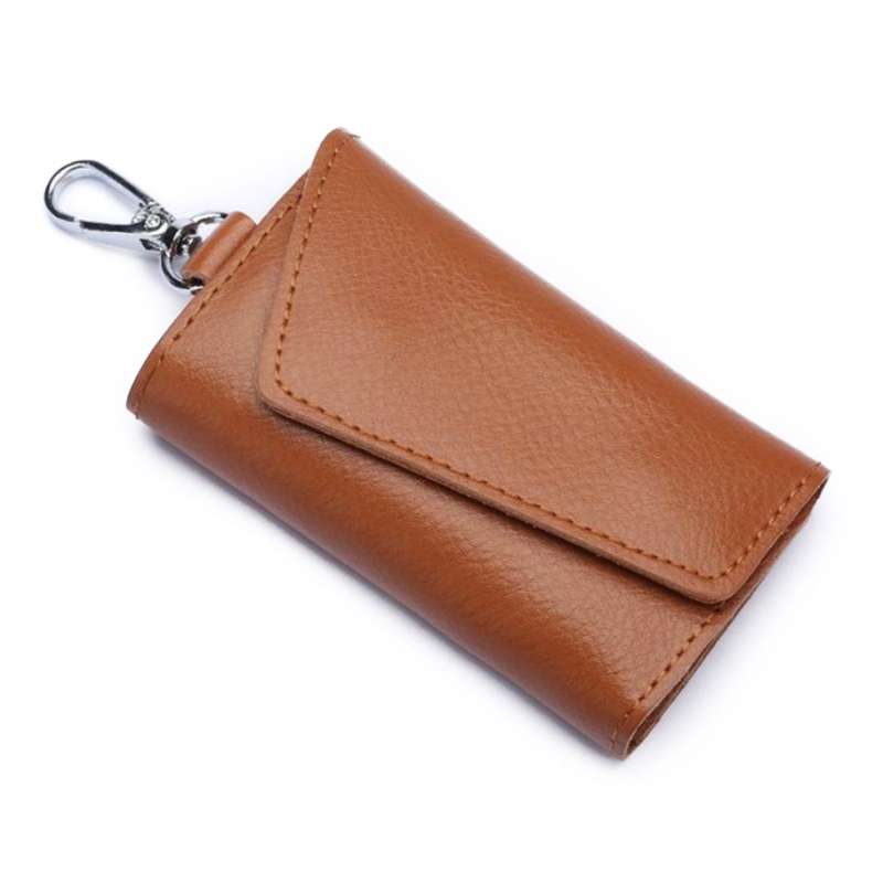 Multifunctional Litchi Texture Leather Keychain Bag Car Key Bag(Brown)