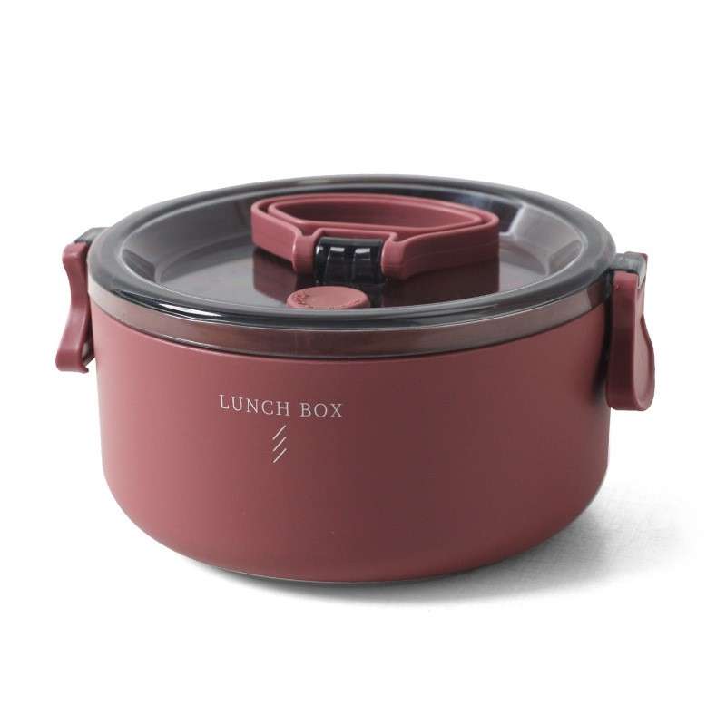 Round Portable Insulation Partitioned Lunch Box Student Office Workers Heated Microwave Oven Bento B