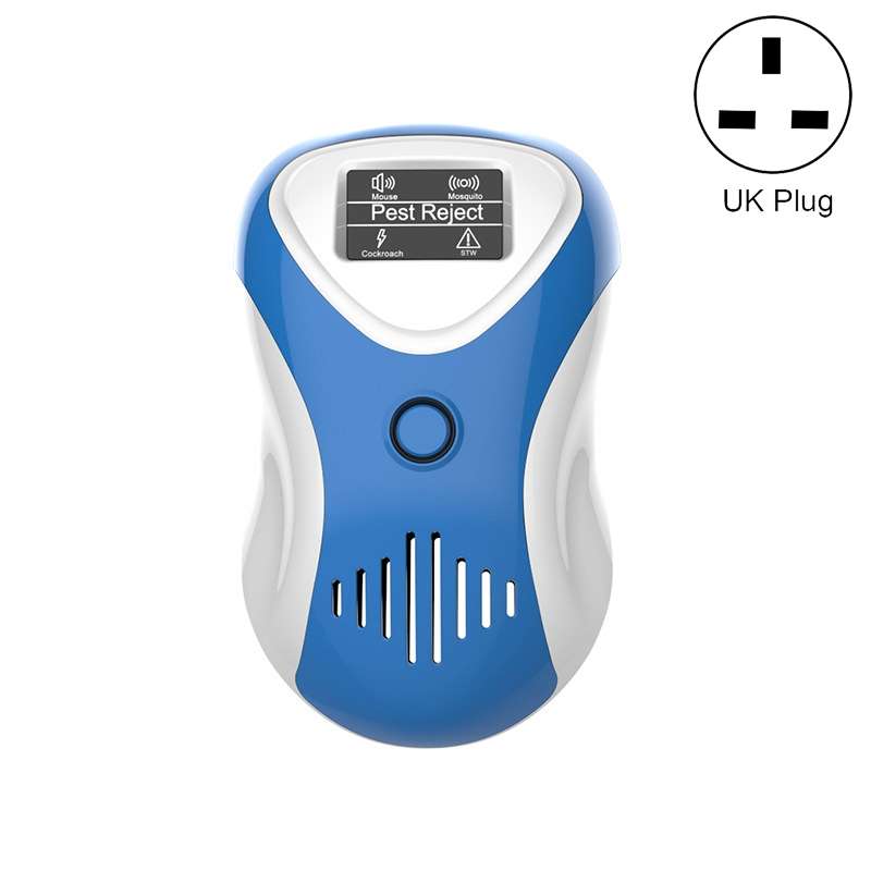 Ultrasonic Mouse Repeller Energy-Saving Silent Insect Repeller, Plug Type:UK Plug(Blue Black)