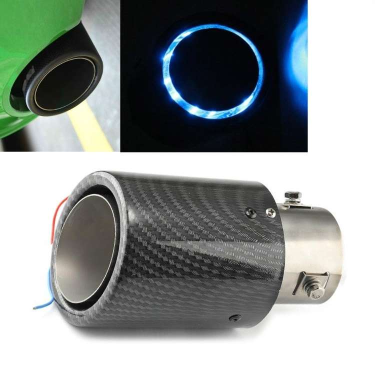 Car Modification Carbon Fiber Luminous Tail Throat LED Lights Modified Car Exhaust Pipe Spitfire ...