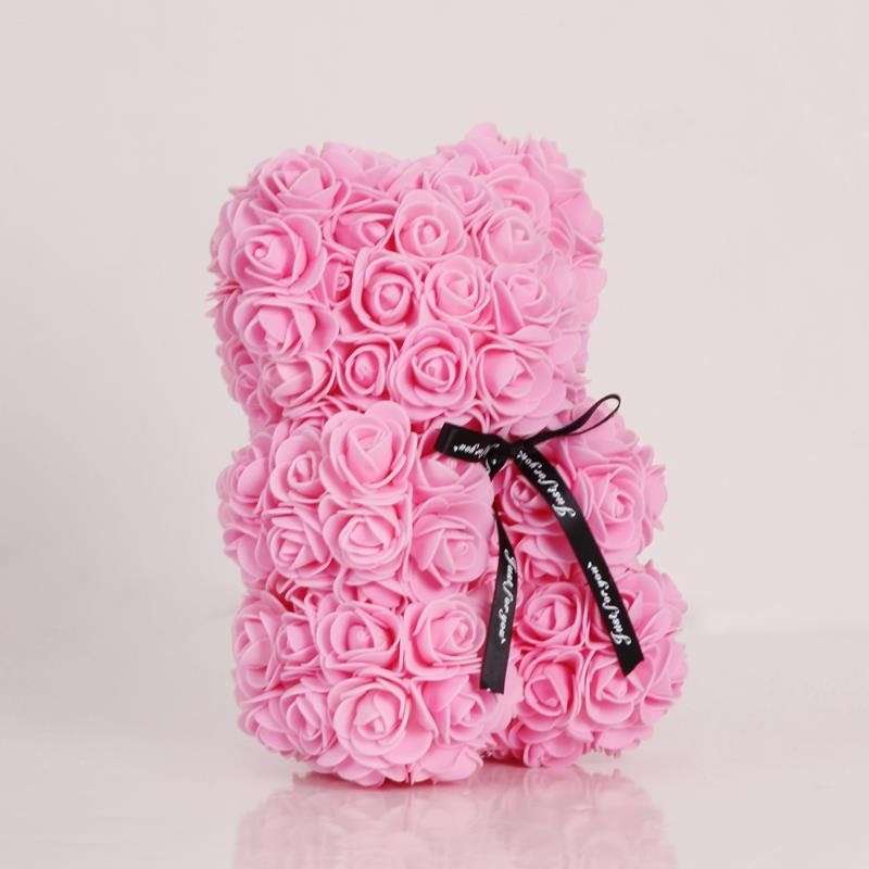 25cm Bear Shape Artificial Foam Roses Flower Ornament(Light Pink)