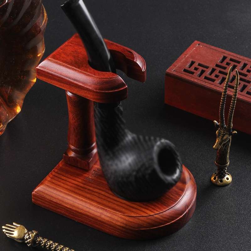 Solid Wood Pipe Rack Seat Single Pipe Pipe Display Stand Retro Removable Red Sandalwood Pipe Rack Ho