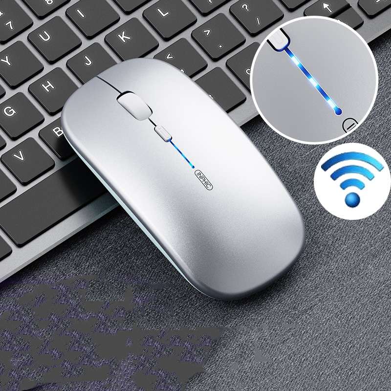 Inphic PM1 Office Mute Wireless Laptop Mouse, Style:Battery Display(Metallic Gray)
