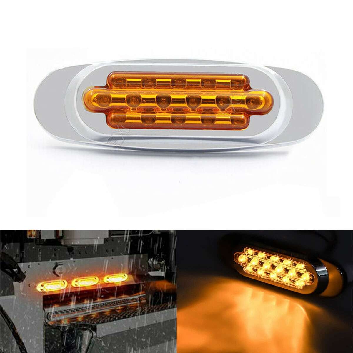 12-24V 16 LEDs Electroplating Side Lights Side Tail Lights Cargo Truck Modification Light, Colour: Y