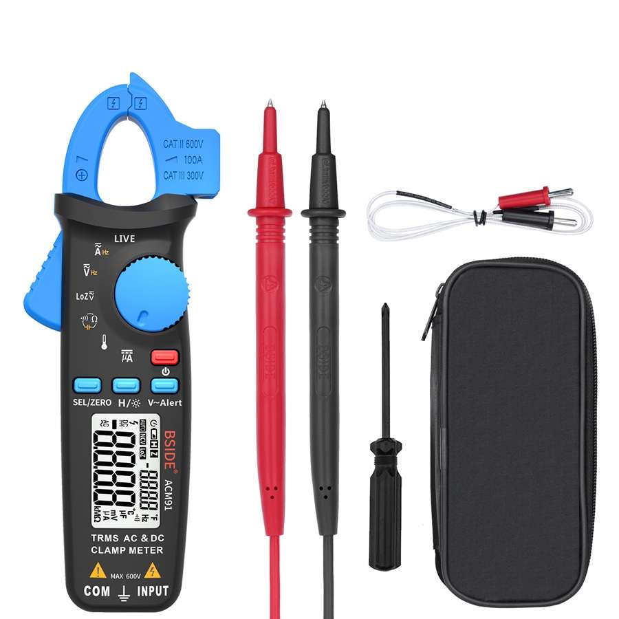 BSIDE ACM91 Digital Clamp Meter AC/DC Current 1mA True RMS Auto Range Capacitor Tester Multimeter(B