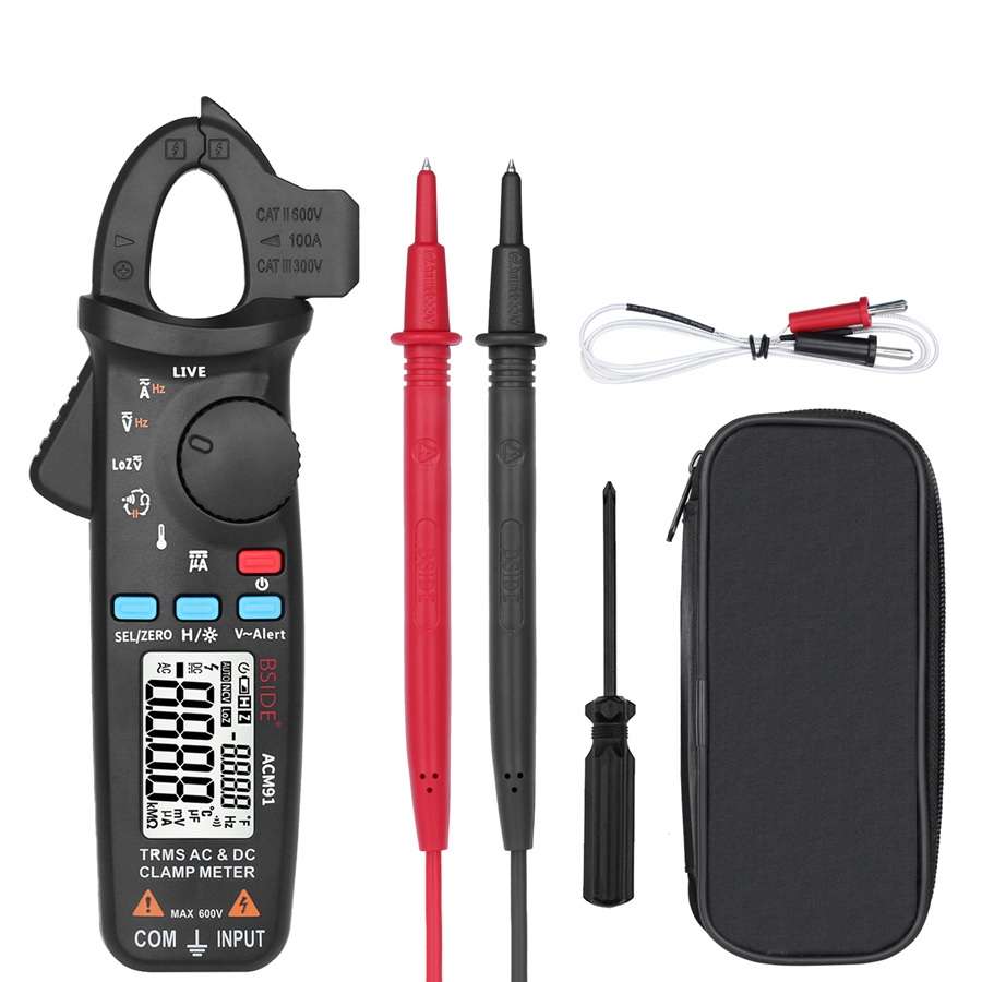 BSIDE ACM91 Digital Clamp Meter AC/DC Current 1mA True RMS Auto Range Capacitor Tester Multimeter(B
