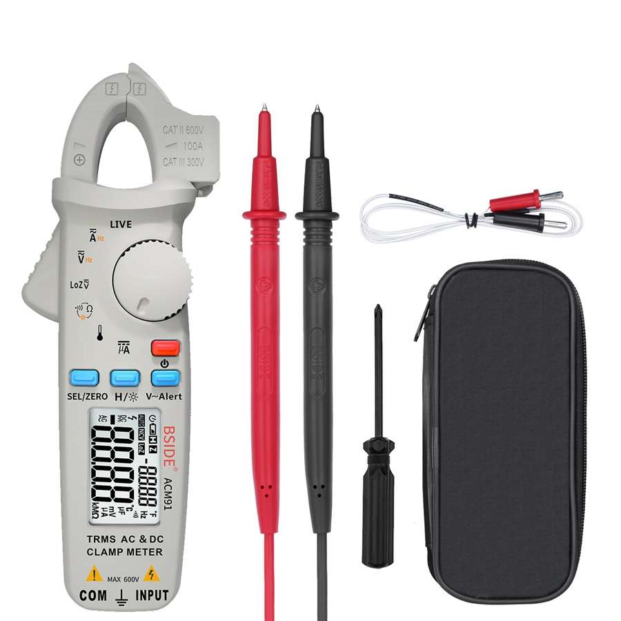 BSIDE ACM91 Digital Clamp Meter AC/DC Current 1mA True RMS Auto Range Capacitor Tester Multimeter(B