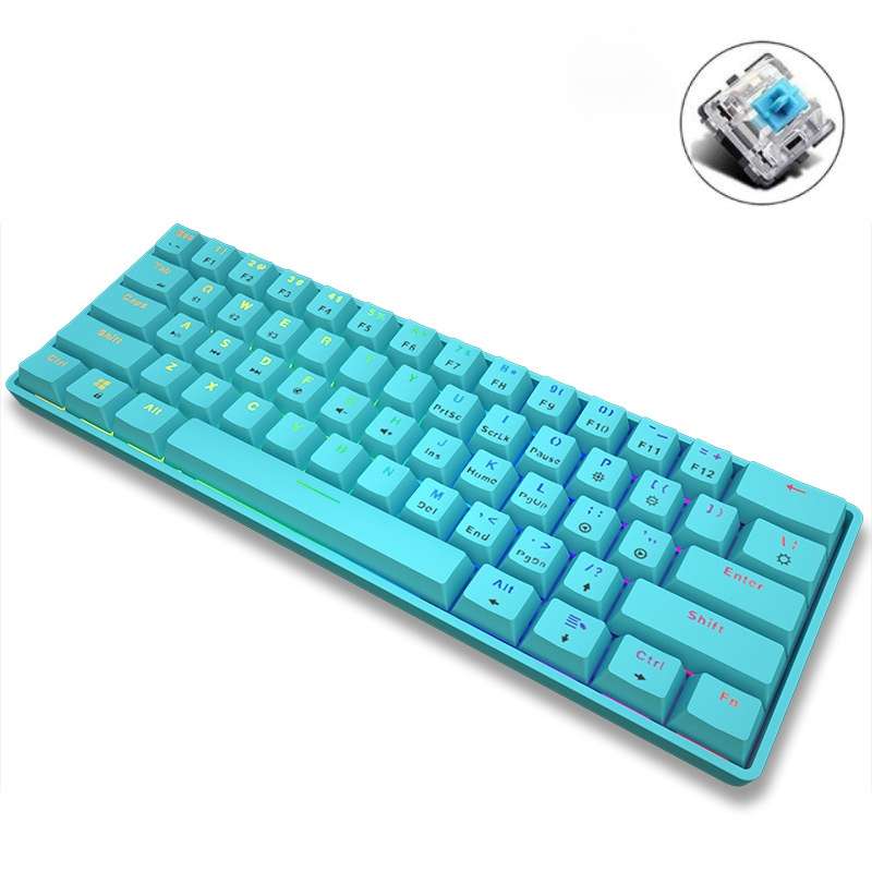 LEAVEN K28 61 Keys Gaming Office Computer RGB Wireless Bluetooth + Wired Dual Mode Mechanical Keyboa