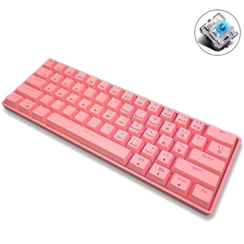 LEAVEN K28 61 Keys Gaming Office Computer RGB Wireless Bluetooth + Wired Dual Mode Mechanical Keyboa