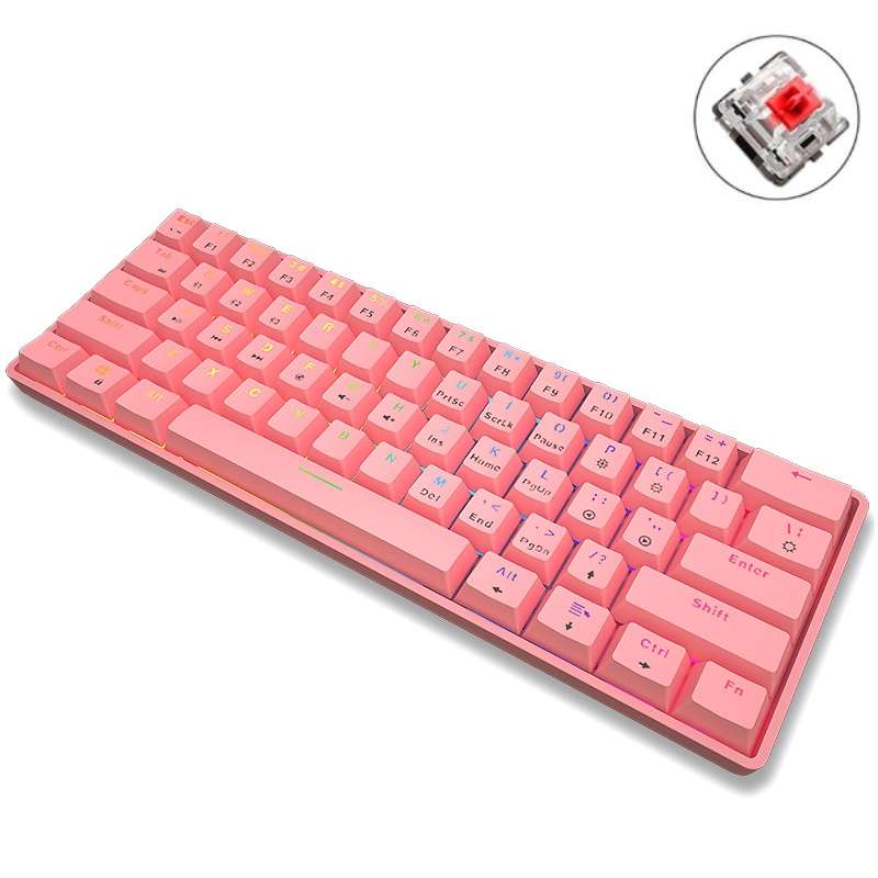 LEAVEN K28 61 Keys Gaming Office Computer RGB Wireless Bluetooth + Wired Dual Mode Mechanical Keyboa