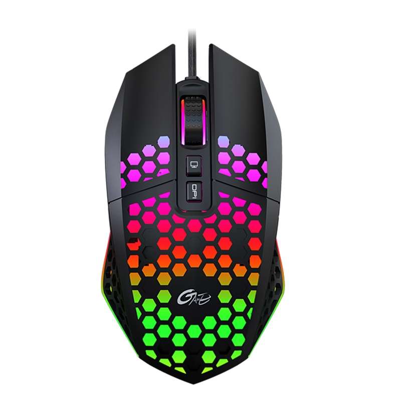 FMOUSE X801 8 Keys 1600DPI Hollow Luminous Gaming Office Mouse,Style: Black Wired