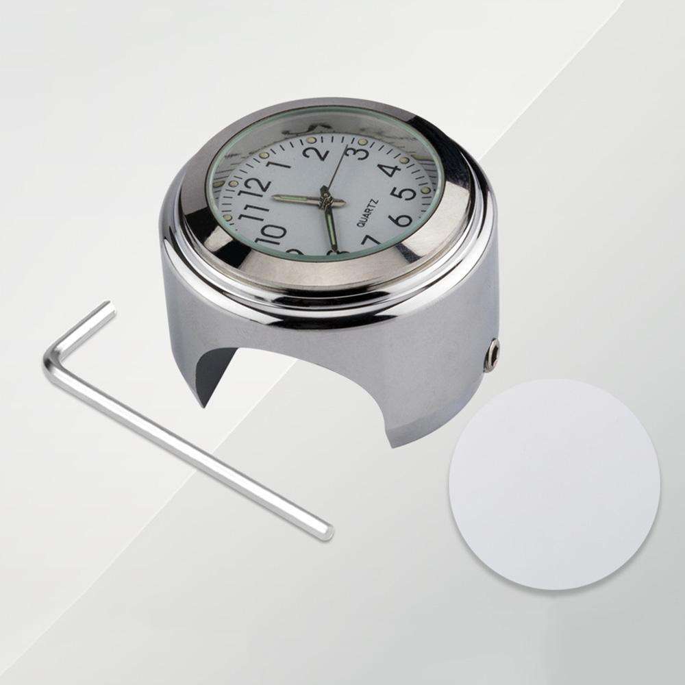 Aluminum Alloy Plating Motorcycle Handlebar Clock(Silver Shell White Background)