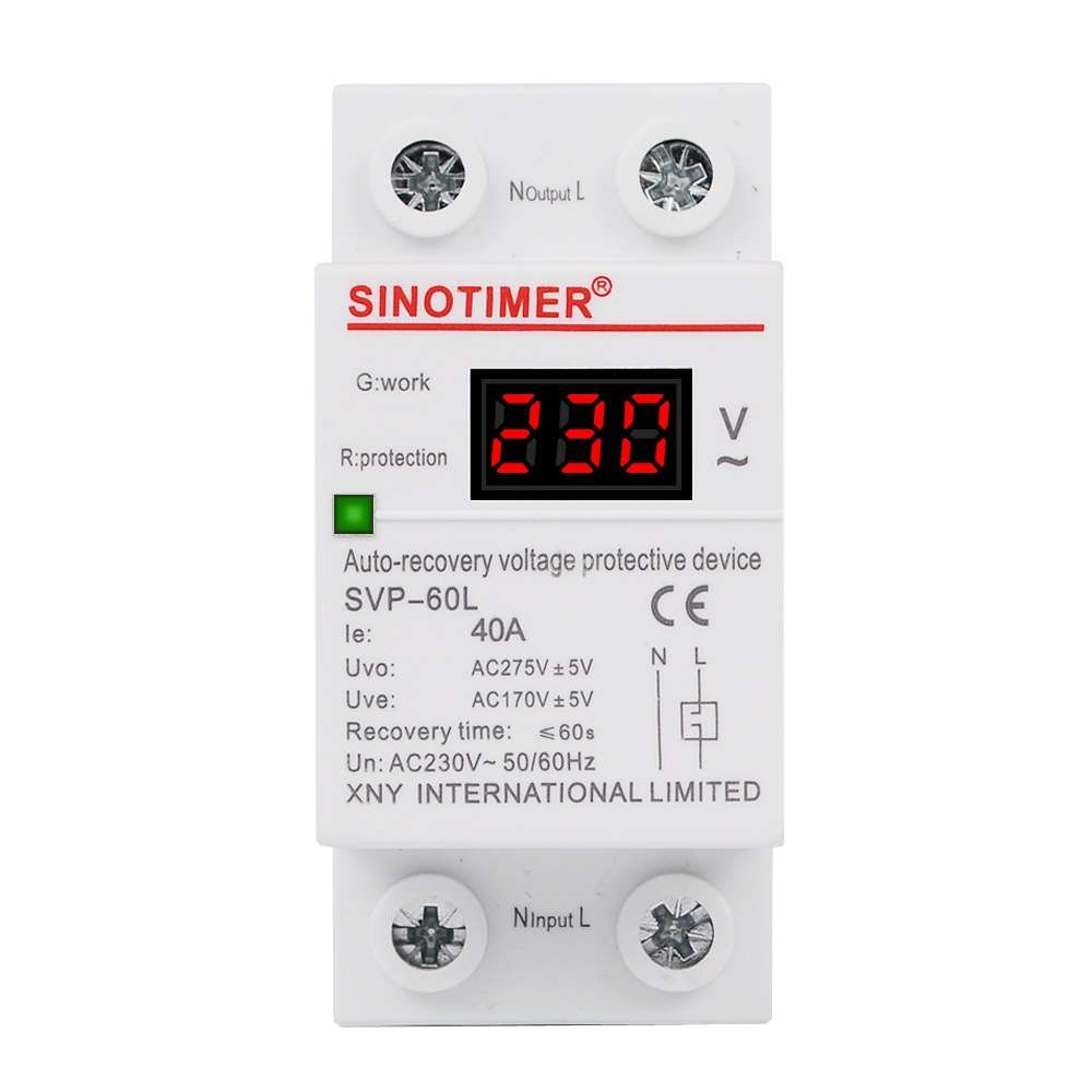SINOTIMER 220V 40A LED Digital Display Delay Automatic Reset Under-voltage Protector(SVP-60L)