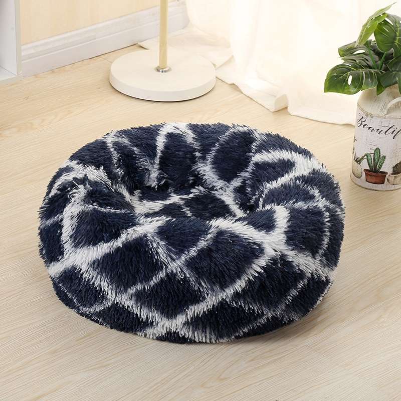 Long-haired Round Pet Kennel Warm Pet Bed, Specification: 40cm(Gray)