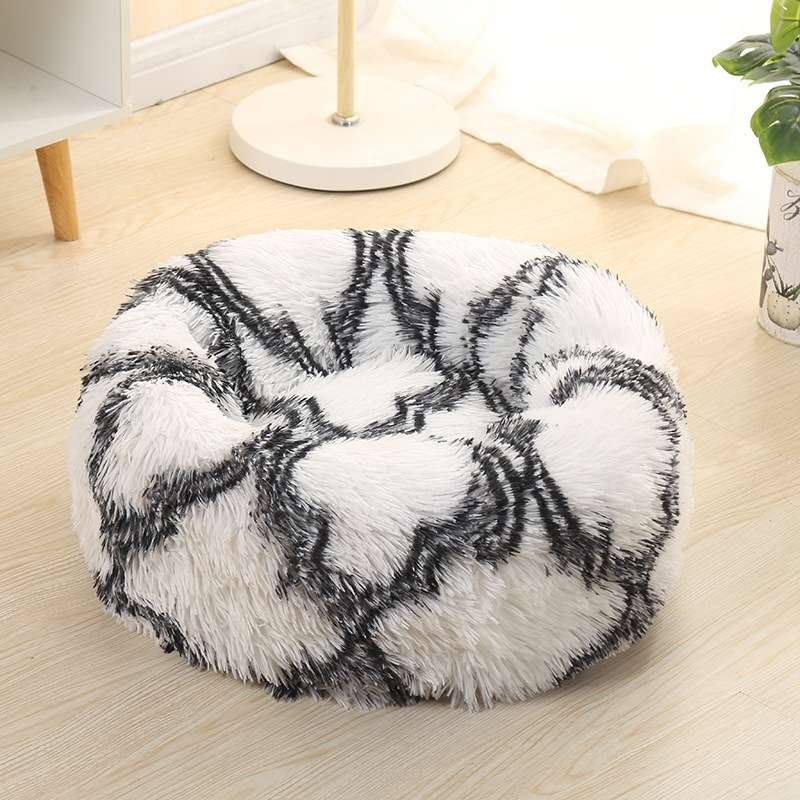 Long-haired Round Pet Kennel Warm Pet Bed, Specification: 40cm(Gray)