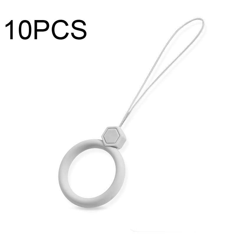 10 PCS Silicone Ring Mobile Phone Lanyard Water Bottle Anti-fall Pendant(Classic Black)