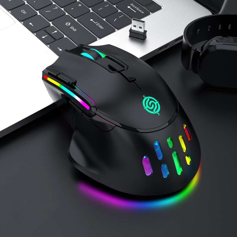 K-Snake BM520 9-button 3200DPI 2.4G RGB Wireless Dual-mode Gaming Mouse(Black)