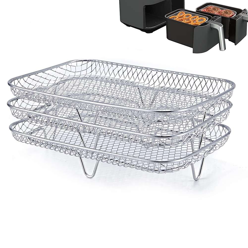 Air Fryer Accessories Three-Layer Steam Rack Stackable Dehydration Rack(Square)