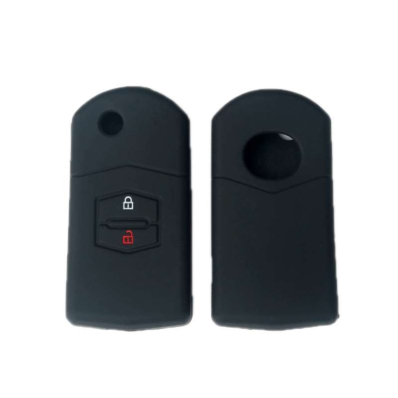 For Mazda M6/CX-5 2pcs Remote Control Folding 2 Button Silicone Case(Black)