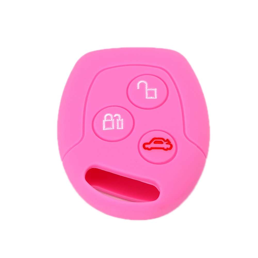 For Ford Transit/Focus 2pcs 3-Button Silicone Key Protector(Pink)