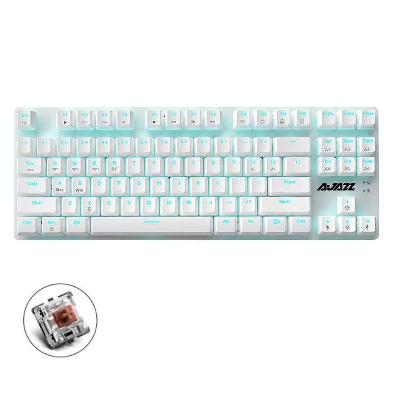 Ajazz AK40pro 87 Keys Bluetooth/Wireless/Wired Three Mode Game Office Mechanical Keyboard Blue Ligh