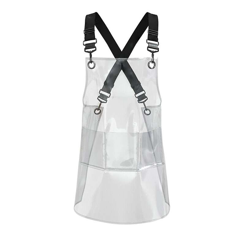 30 Silk Long 80cm Transparent TPU Apron Solid Color Webbing Adjustable Work Apron(Pink + Pink Webbin