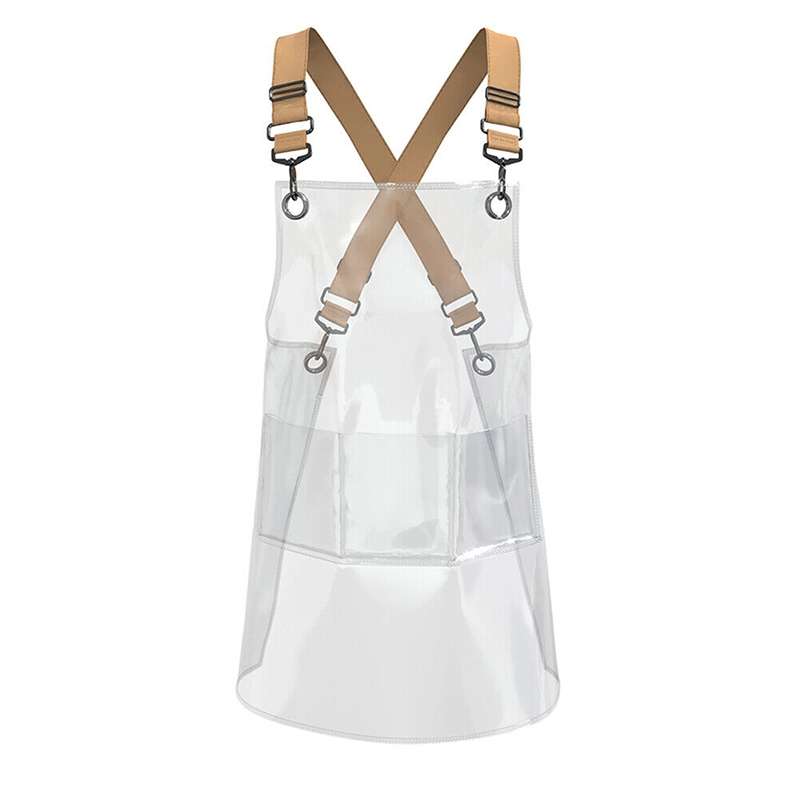 30 Silk Long 80cm Transparent TPU Apron Solid Color Webbing Adjustable Work Apron(Pink + Pink Webbin