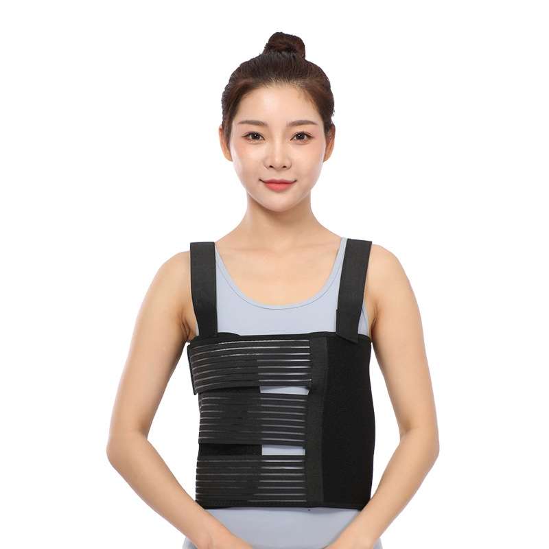 S Shoulders Three Piece Rib Fixation Strap Post-cardiothoracic Chest Girdle(Black)