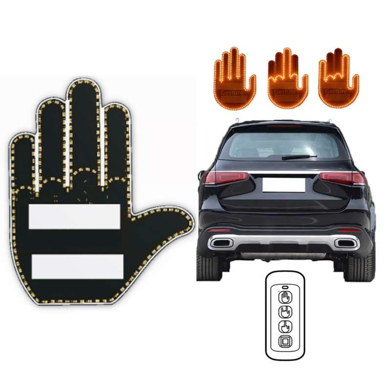 Vehicle-Mounted Multifunctional Warning Anti-Rear Collision Gesture Light(Womens Black)