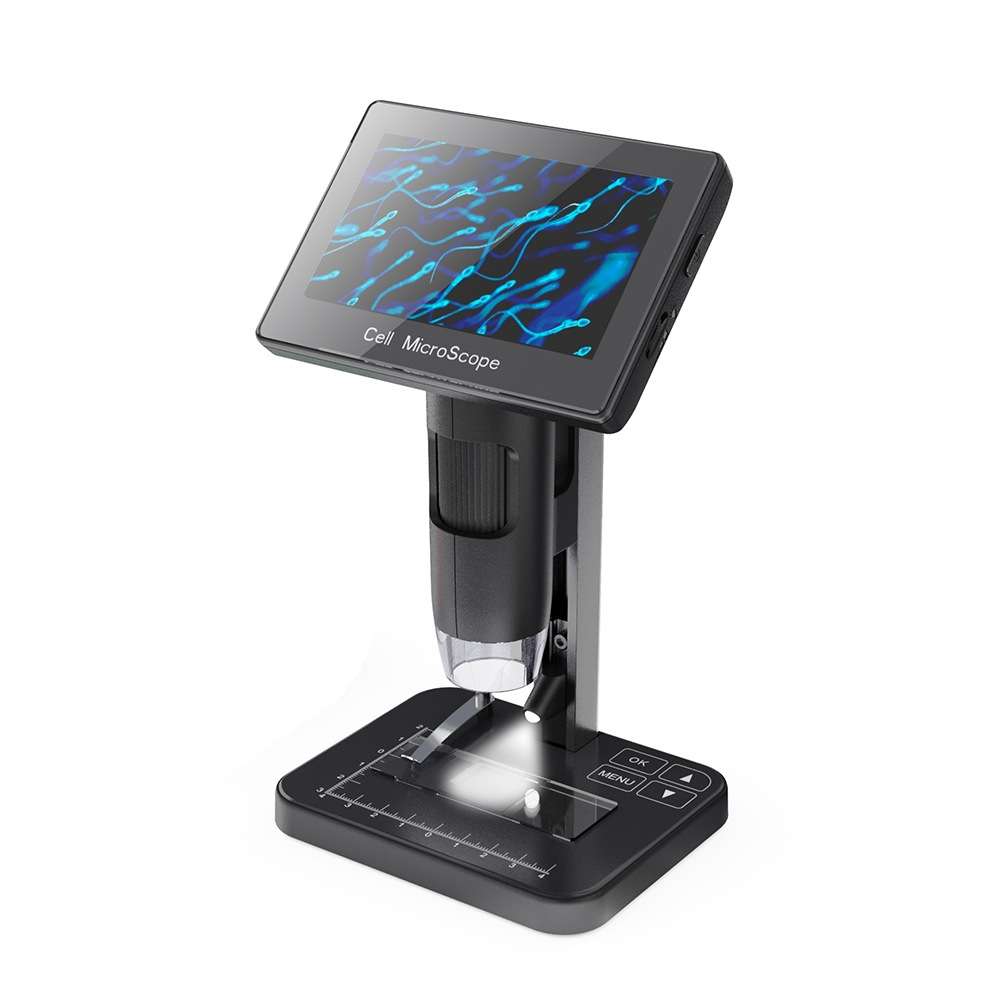 HD Electronic Digital Microscope 5 Inch Screen Touch Key 8000X Biological Cell Electronic Magnifying