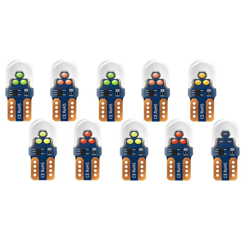 10pcs W5W Width Indicator Light Flashing LED Crystal License Plate Light(White)