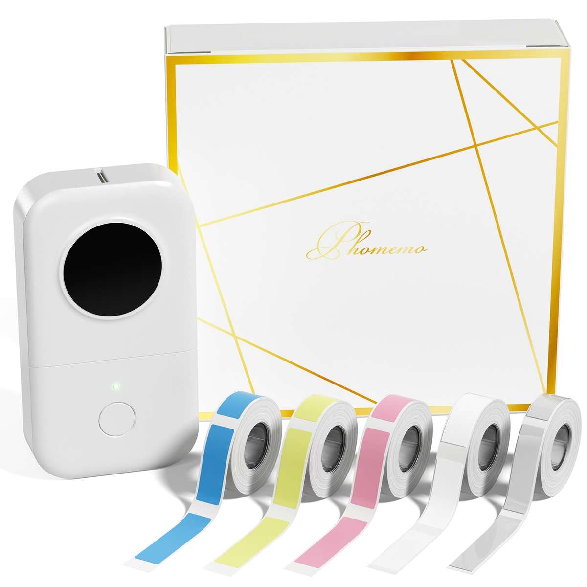 Phomemo D30 Thermal Label Printer Portable Bluetooth Mini Label Maker Machine With 5 Rolls Paper Whi