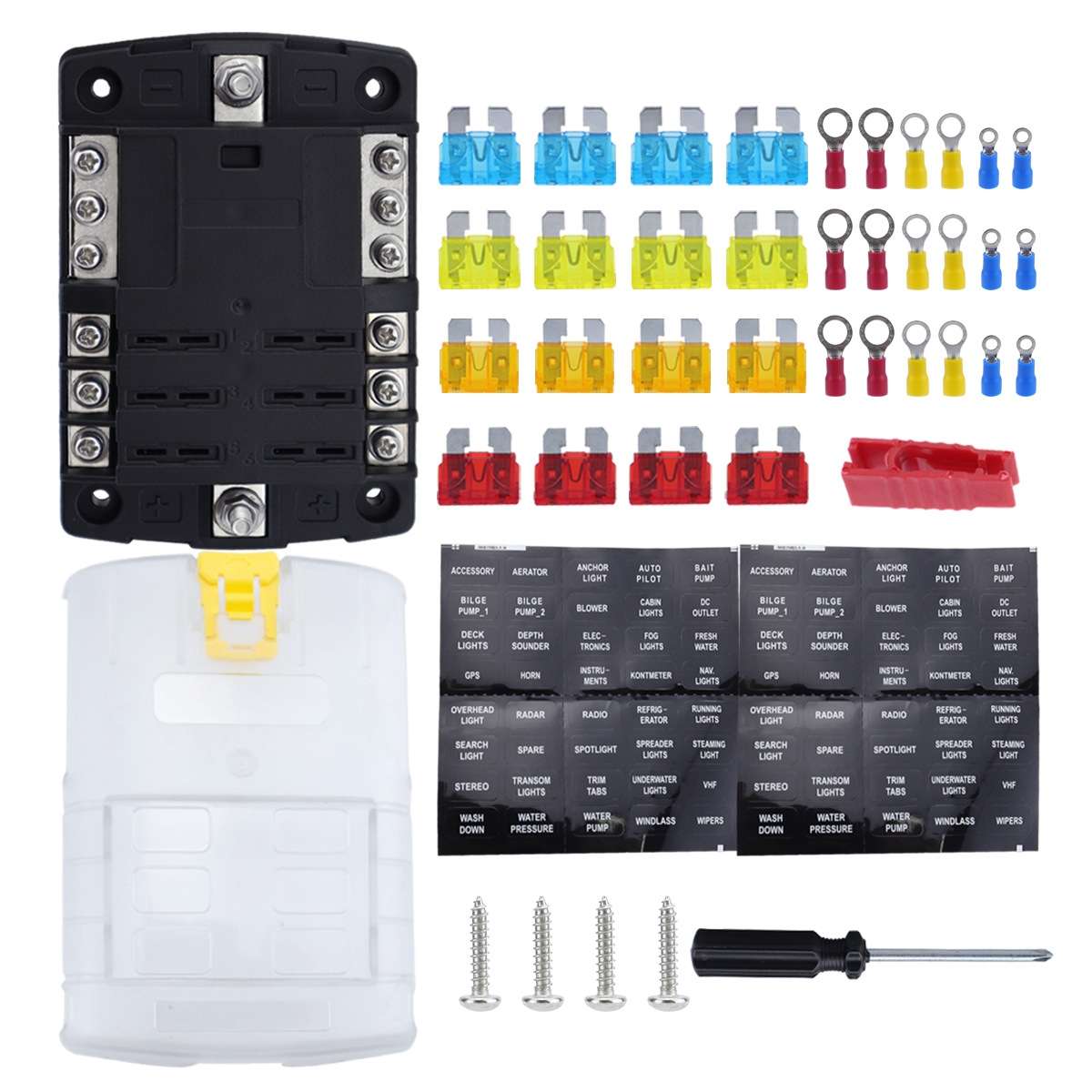 6-Way LED Indicator Fuse Box Socket For RV And Yacht, Set: Configuration 3