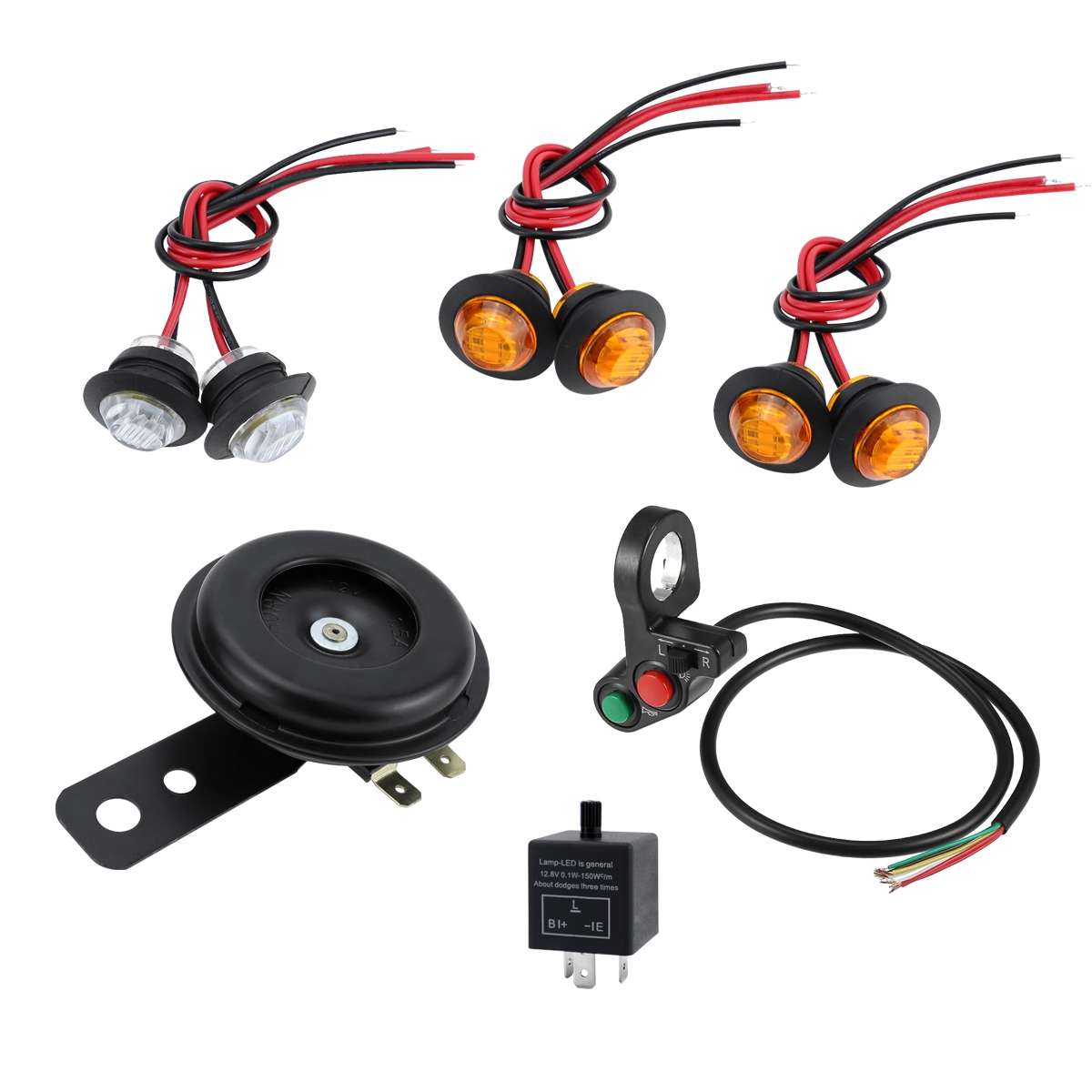 3 In 1 ATV Motorcycle Turn Signal LED Light Horn Kit