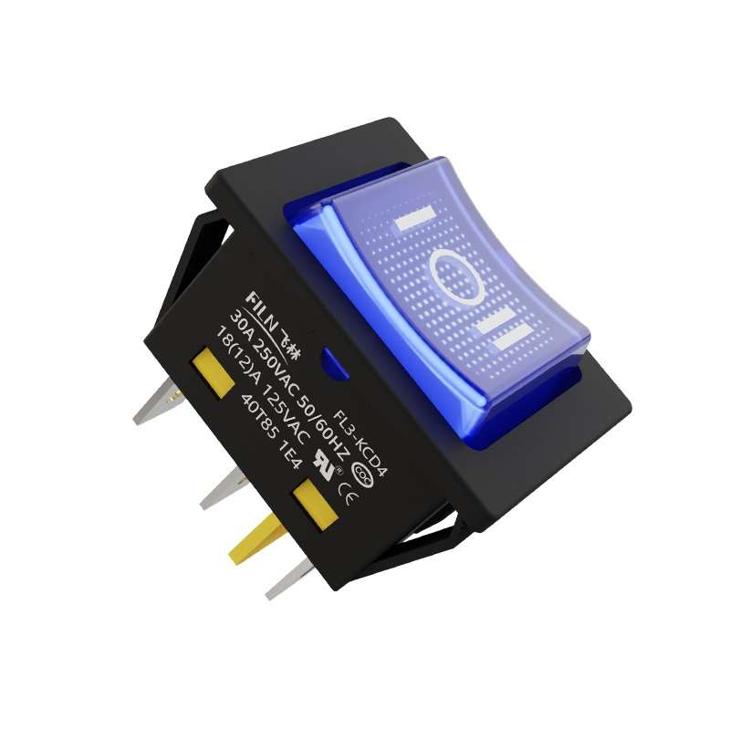 FILN 220V 30A Split Dustproof Boat-type Switch With Light, Specifications: No Waterproof 6 Pin 3 ...