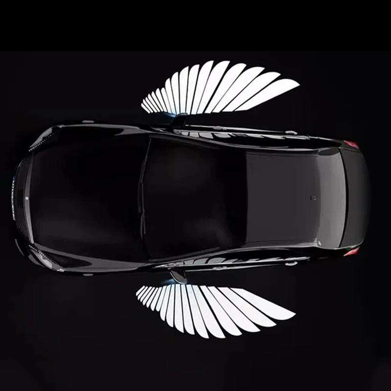 2pcs /Set Universal Angel Wings Pattern Projection Welcome Light for Car Carpet Light