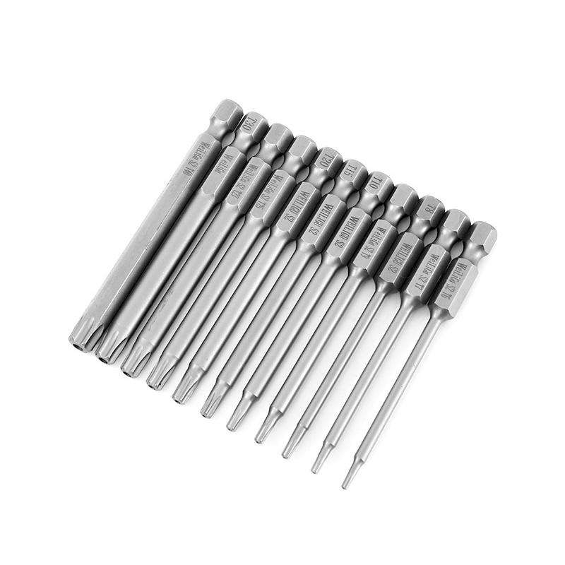 WEILIGU 11pcs 50mm Magnetic S2 Pneumatic Air Bit Electric Drill Plum Blossom Head With Center Hole