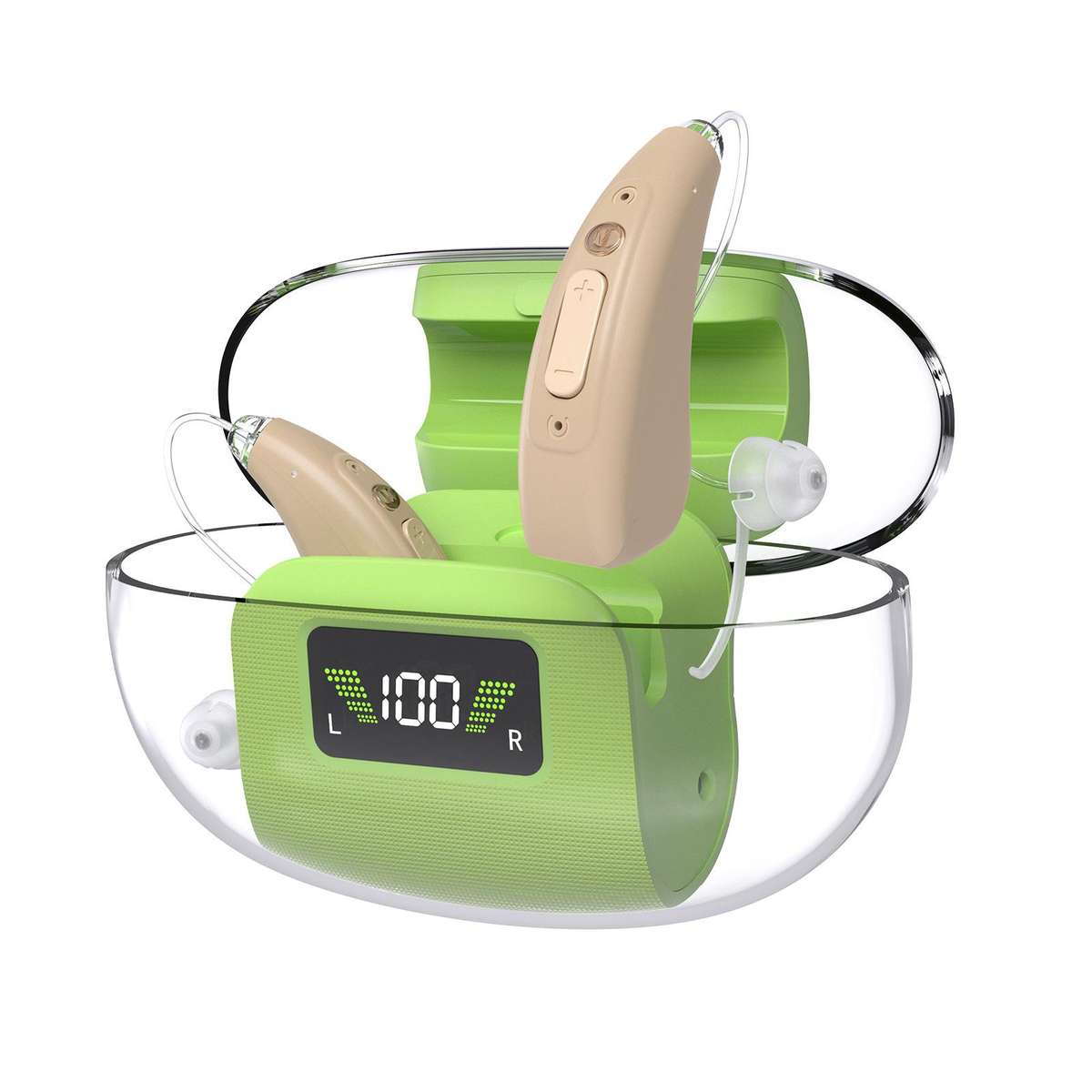 16-Channel Digital Hearing Aid Elderly Sound Amplifier With Digital Display Space Charging Box(Skin