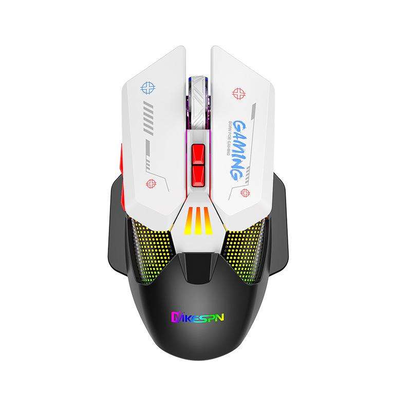 MKESPN Wired + 2.4G Dual Mode Gaming Mouse 10000 DPI Type-C Fast Charging RGB Light, Programmable Ma