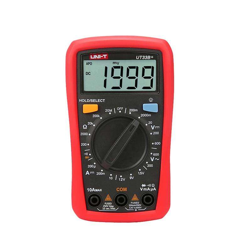 UNI-T UT33B+ Palm Size Multimeter With Backlit LCD Display, 600V 10A AC/DC Voltage Tester