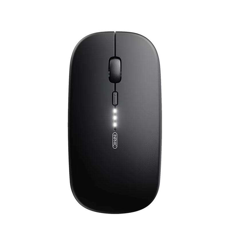 Inphic M1 PRO Wireless Bluetooth Tri-mode Rechargeable Mute Mouse With Battery Level Display(Silver)