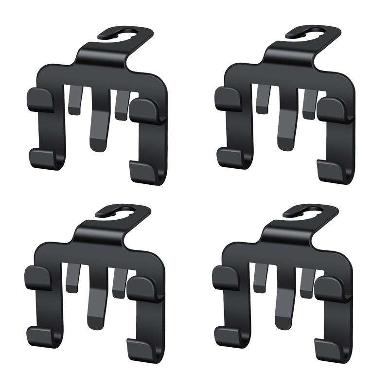 4pcs Multi-functional Car Seat Back Hook Phone Holder(Black)