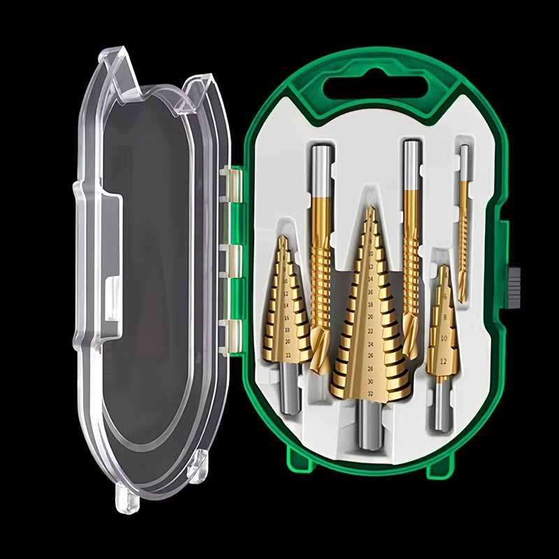 6-in-1 Step Drill Bit Set 4-12/4-20/4-32mm Unibit 3/6/8mm Hole Saws for Metal Wood Plastic(White)