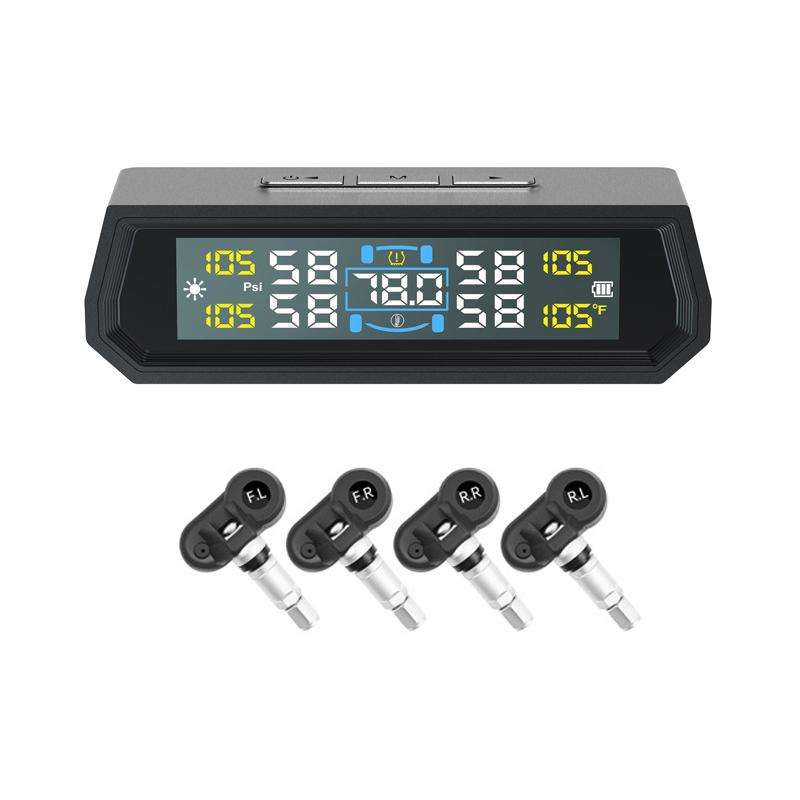 Solar-Powered Ambient Temperature Tire Pressure Monitor, Version: English(External)