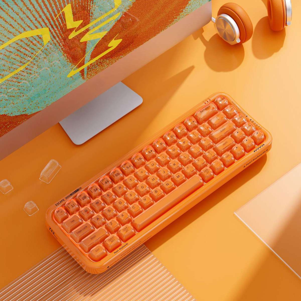 MOFii 711 Pearl Semi-Transparent Triple-Mode Bluetooth RGB Backlit Wireless Keyboard(White)