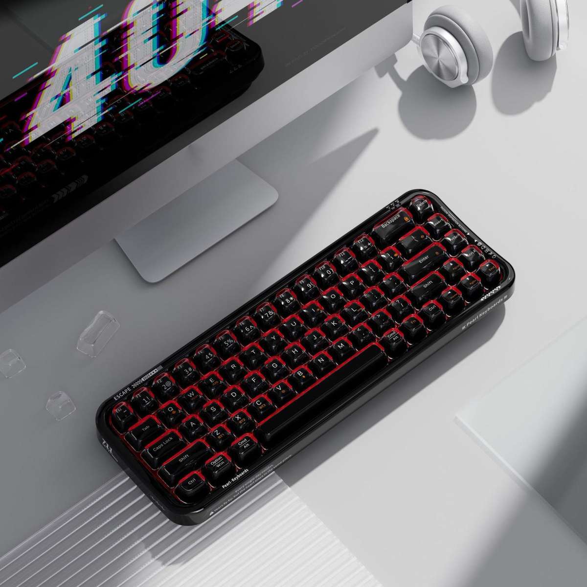MOFii 711 Pearl Semi-Transparent Triple-Mode Bluetooth RGB Backlit Wireless Keyboard(White)