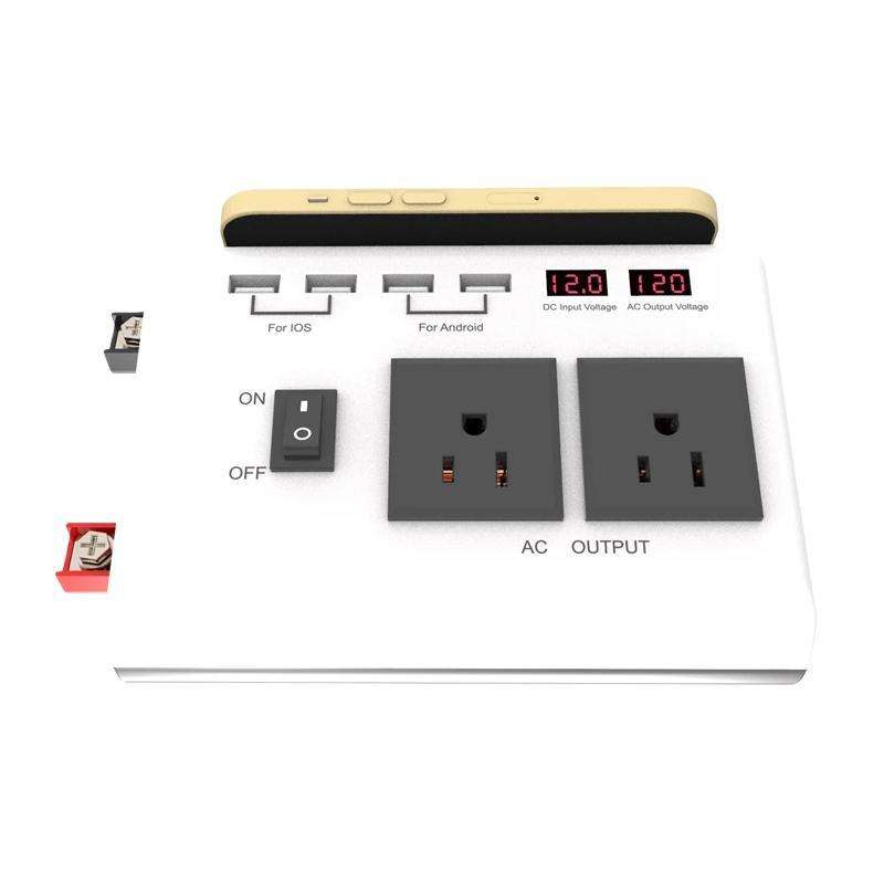 4-USB Dual-Socket Inverter Socket Car Digital Display Power Conversion Outlet US Plug 12V To 110V