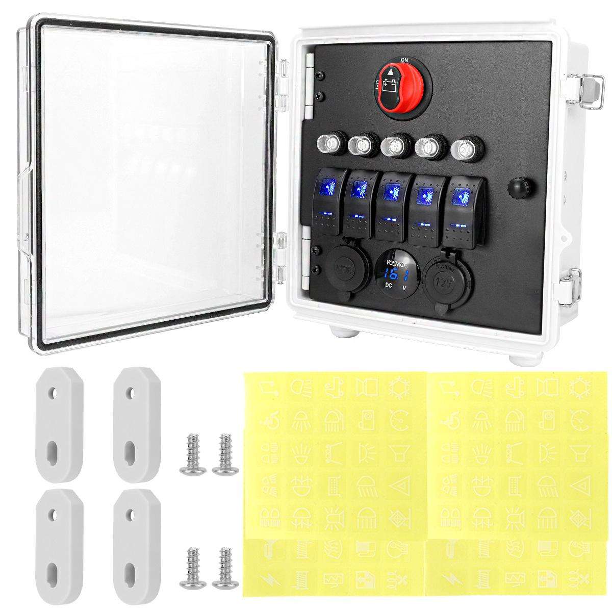 5+3 Position Rocker Switch Power Panel With Waterproof Electrical Box(Model A)