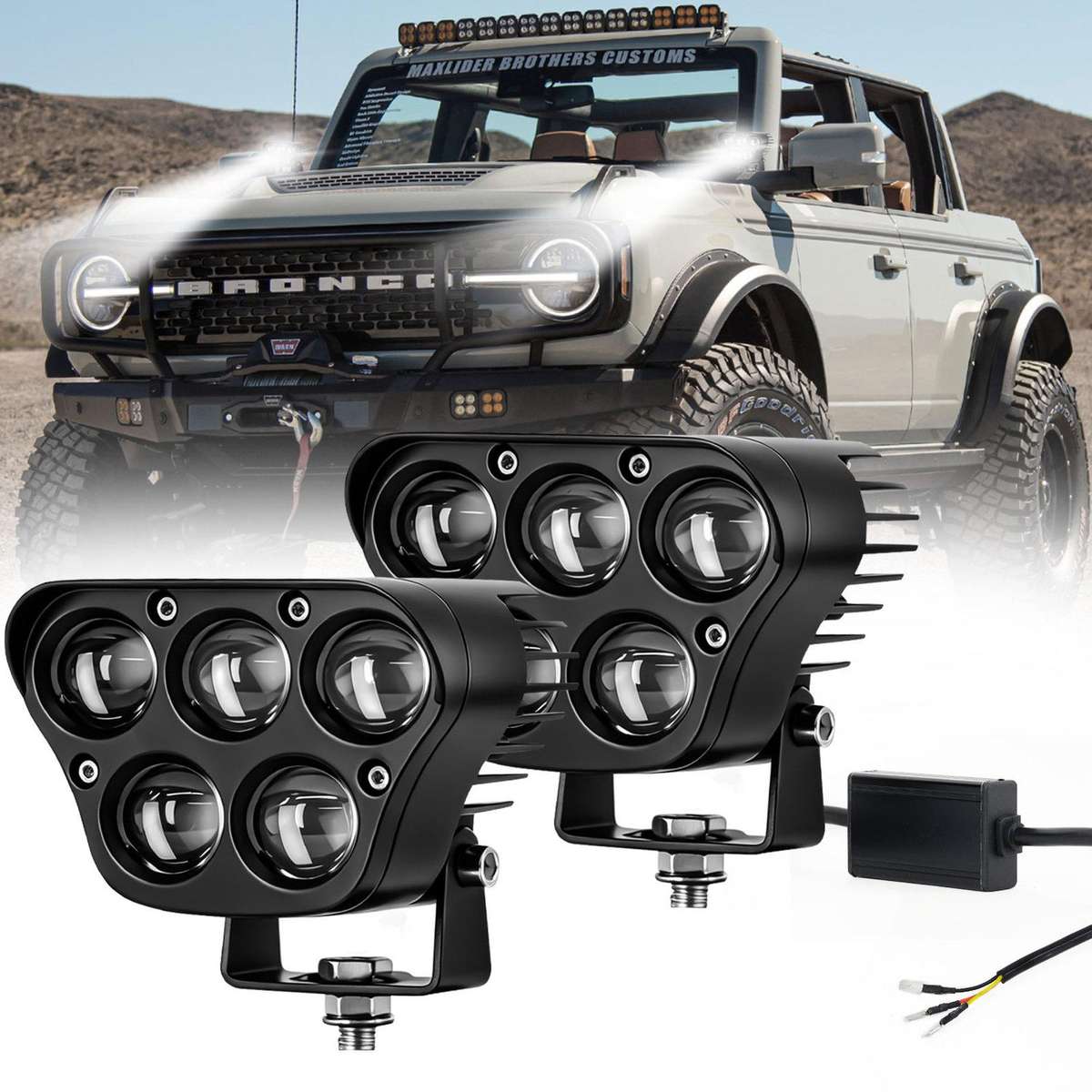 50W 5-Inch High-Power Yellow-White Spotlight For Cars And Trucks, Specification: E11