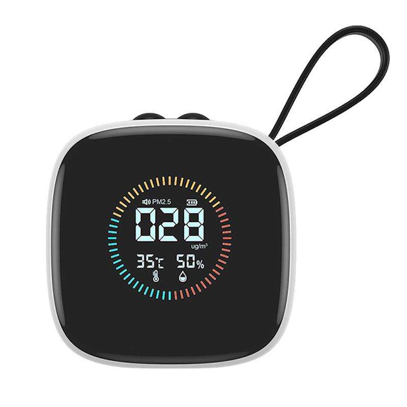 Mini PM2.5 Detector with Temperature & Humidity Monitor with Rechargeable Battery, Real-time LCD Dis